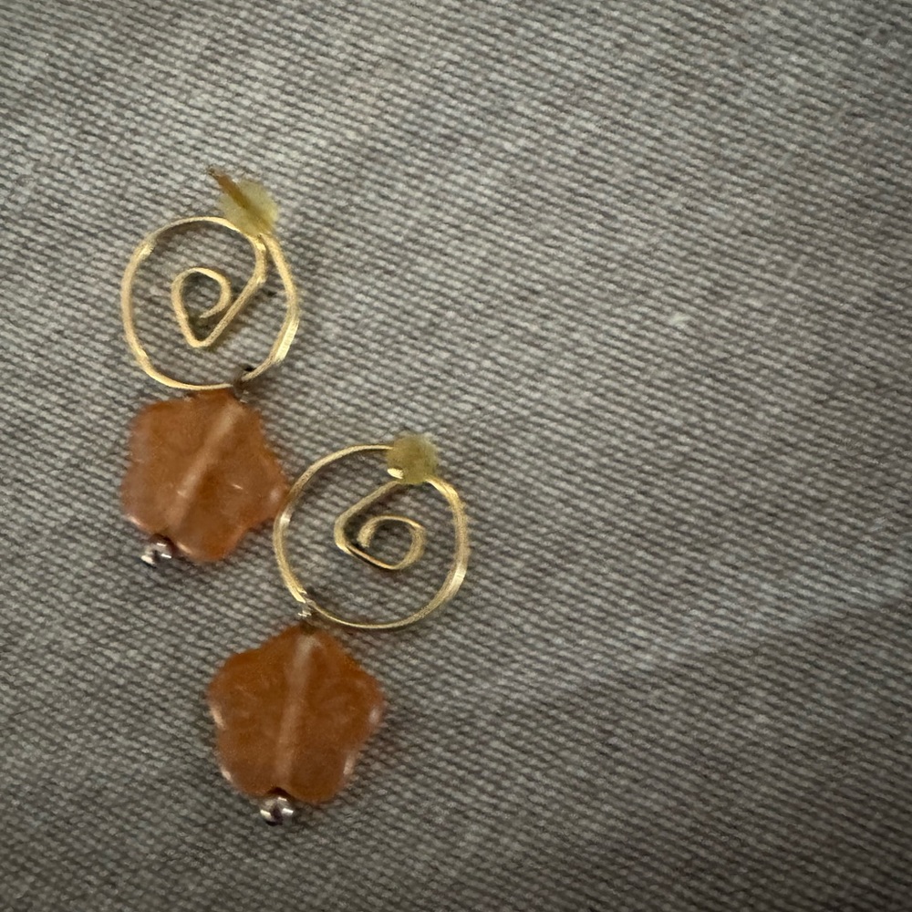 Gold and Brown Leaf Earrings